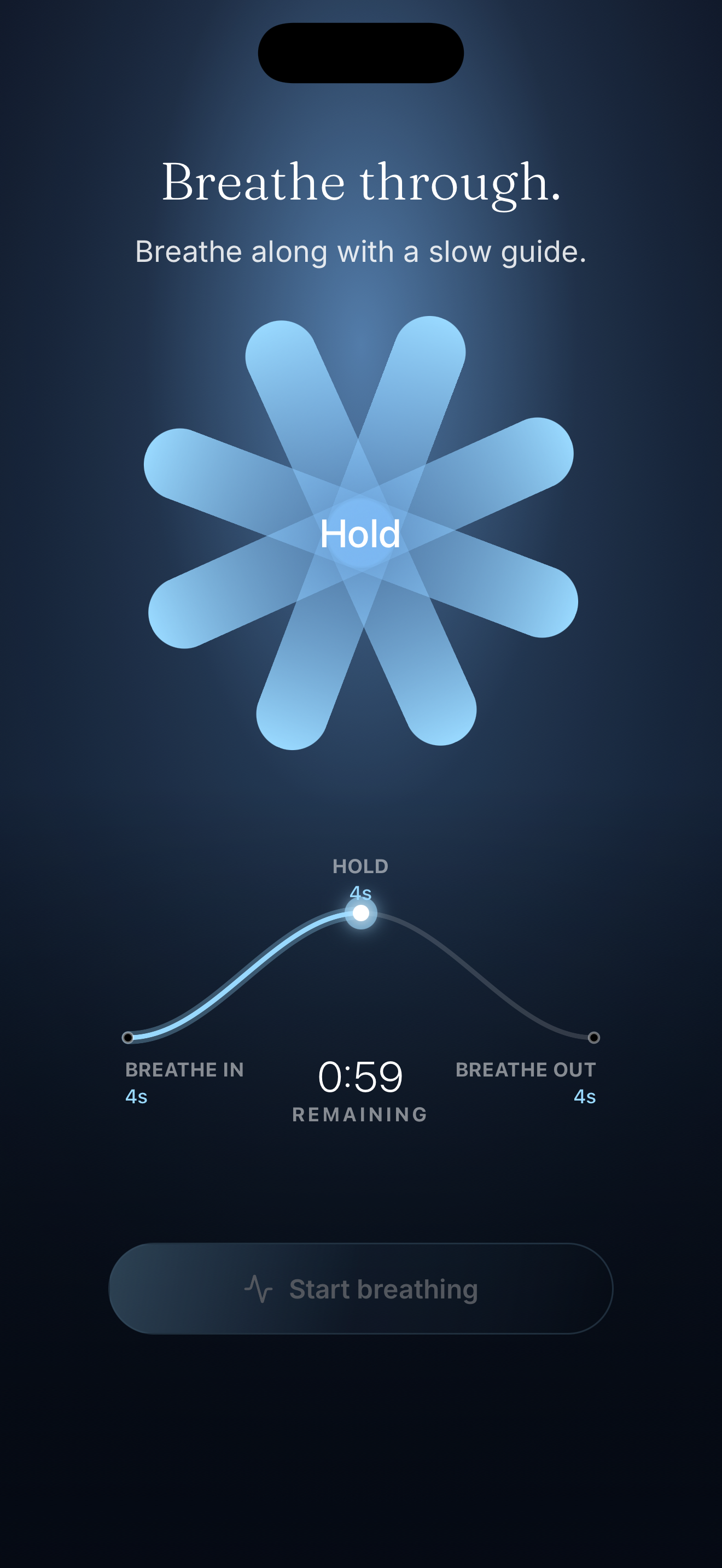 Sanctum block screen — a breathing intervention when you reach for a blocked app